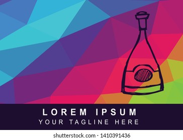Vector Illustration Rainbow Geometric Polygon of Wine Glass Drinks Icon. Background Template or Layout for Graphic Design.