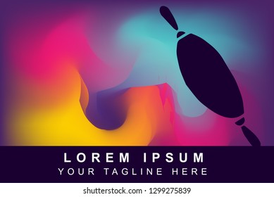 Vector Illustration of Rainbow Gradient Background with Hand Drawn Rolling Pin for Baking and Cooking Icon