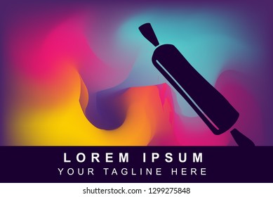 Vector Illustration of Rainbow Gradient Background with Hand Drawn Rolling Pin for Baking and Cooking Icon
