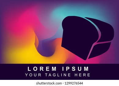 Vector Illustration of Rainbow Gradient Background with Hand Drawn Bread Icon