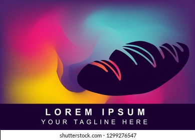 Vector Illustration of Rainbow Gradient Background with Hand Drawn Bread Icon