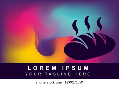Vector Illustration of Rainbow Gradient Background with Hand Drawn Bread Icon
