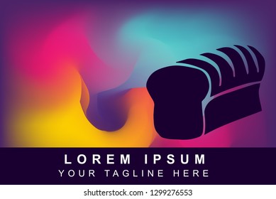 Vector Illustration of Rainbow Gradient Background with Hand Drawn Bread Icon