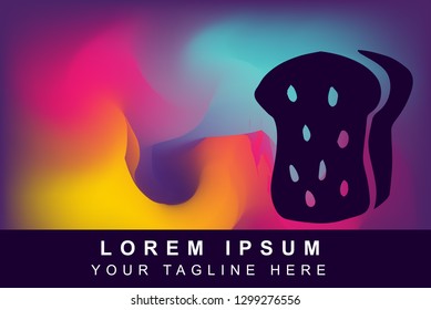 Vector Illustration of Rainbow Gradient Background with Hand Drawn Bread Icon