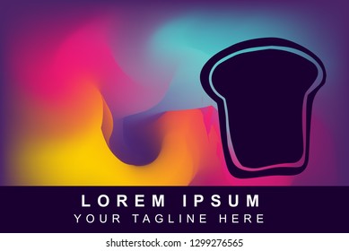 Vector Illustration of Rainbow Gradient Background with Hand Drawn Bread Icon