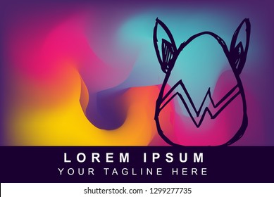 Vector Illustration of Rainbow Gradient Background with Hand Drawn Easter Egg Icon