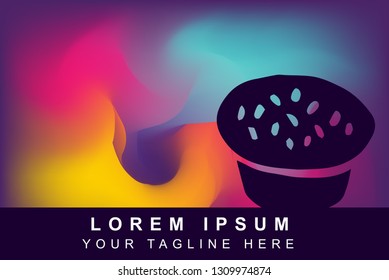 Vector Illustration of Rainbow Gradient Background with Hand Drawn Bread Icon