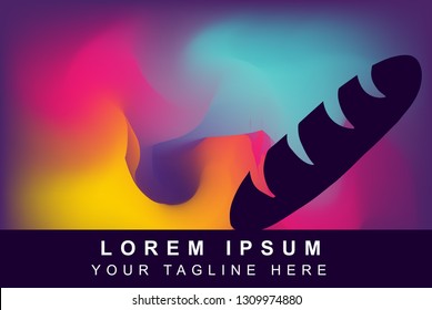 Vector Illustration of Rainbow Gradient Background with Hand Drawn Bread Icon