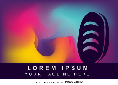 Vector Illustration of Rainbow Gradient Background with Hand Drawn Bread Icon