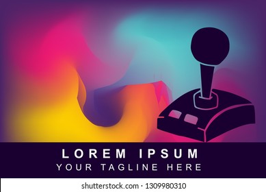 Vector Illustration of Rainbow Gradient Background with Hand Drawn Game Controller Icon