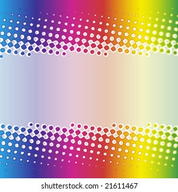 Vector illustration of a rainbow halftone banner stripe design.