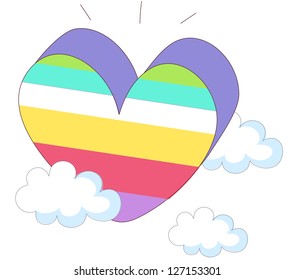 Una ilustración vectorial del corazón del arco iris