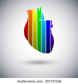 vector illustration of rainbow heart. The Lesbian, Gay, Bisexual & Transgender symbol. Design element. a symbol of true love gays. rainbow colors.