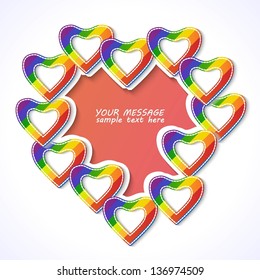 Vector illustration. Rainbow hearts