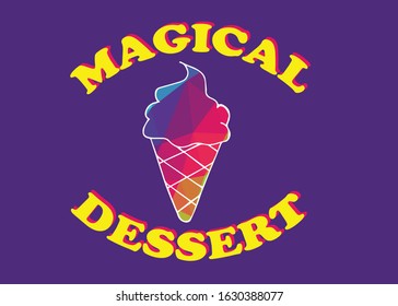 Vector Illustration of Rainbow Ice Cream Food with Text or Typography