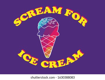Vector Illustration of Rainbow Ice Cream Food with Text or Typography