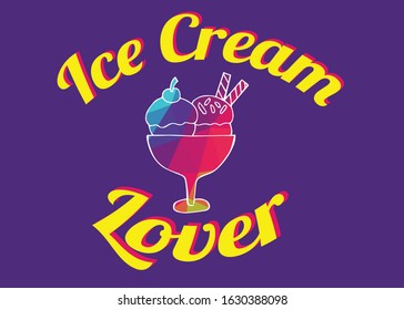 Vector Illustration of Rainbow Ice Cream Food with Text or Typography