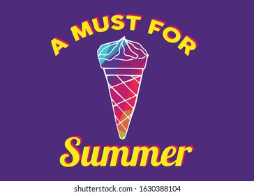 Vector Illustration of Rainbow Ice Cream Food with Text or Typography