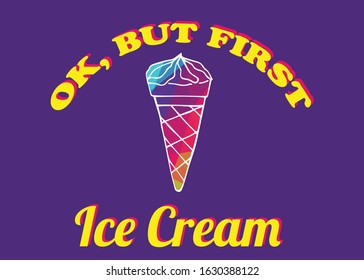 Vector Illustration of Rainbow Ice Cream Food with Text or Typography
