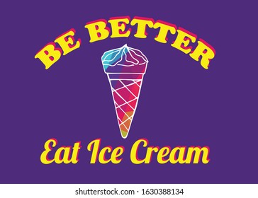Vector Illustration of Rainbow Ice Cream Food with Text or Typography