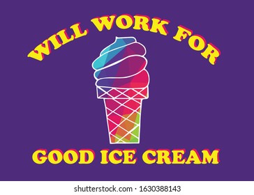 Vector Illustration of Rainbow Ice Cream Food with Text or Typography