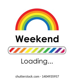 vector illustration rainbow and loading bar and colorful text weekend print visual