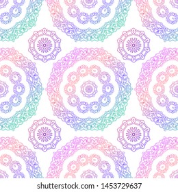 Vector illustration of the rainbow mandala seamless pattern