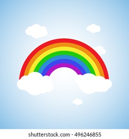 Vector illustration of rainbow on a blue background