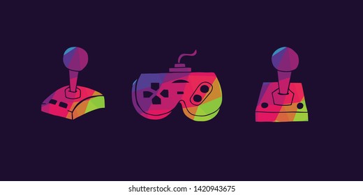 Vector Illustration of Rainbow Polygon Set Collection of Gaming Controller Icons. Graphic Design For Background, Poster, Card, Wallpaper, Decoration, Template, Logo and More.