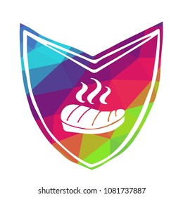 Vector Illustration of Rainbow Polygon Shield Banner Barbecue for Logo, Shirt and Print. Flat Line Icon, Sign, Symbol, Graphic Design Outline Silhouette EPS10.