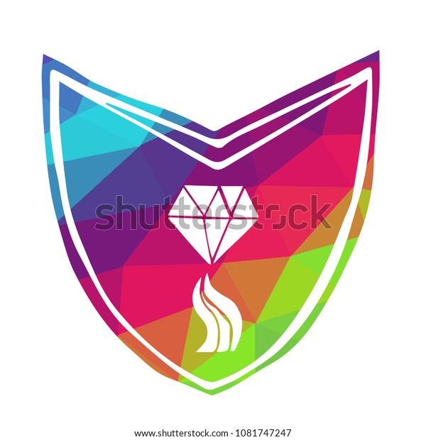 Vector Illustration Rainbow Polygon Shield Banner Stock Vector (Royalty ...