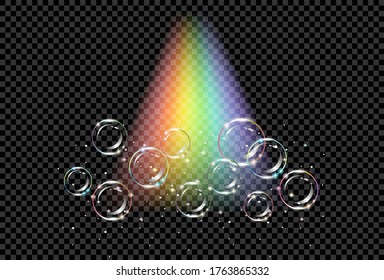 Vector illustration of rainbow shining soap balls