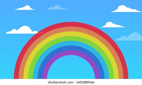 Vector illustration of rainbow and sky