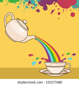vector illustration of rainbow tea