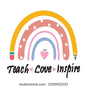 vector illustration of a rainbow, teacher, education.