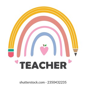 ilustración vectorial de un arco iris, profesor, educación.