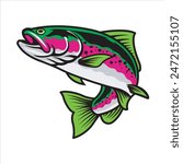 Vector Illustration of Rainbow Trout Fish with Simple Illustration