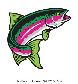 Vector Illustration of Rainbow Trout Fish with Simple Illustration