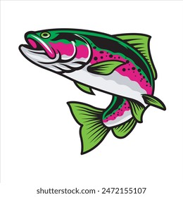 Vector Illustration of Rainbow Trout Fish with Simple Illustration