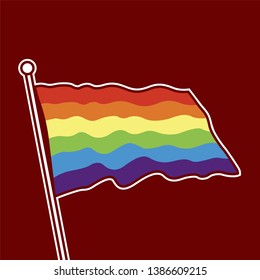 vector illustration rainbow waving flag movement lgbt icon. Symbol of sexual minorities, gays and lesbians. illustration of a colorful canvas - Vector