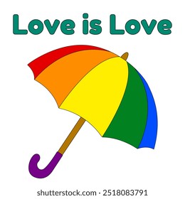 Vector illustration of a rainbow-colored umbrella symbolizing LGBT pride. A vibrant representation of diversity, love, and inclusivity.
