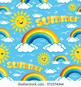 Vector illustration. Rainbows pattern for seamless background.