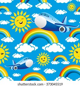 Vector illustration. Rainbows pattern for seamless background.