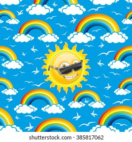 Vector illustration. Rainbows pattern for seamless background.