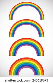 Vector illustration of rainbows with thinner and thicker versions included