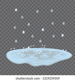 Vector illustration of rain,drops and puddle 