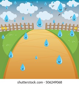 Vector Illustration Of Rainy Background