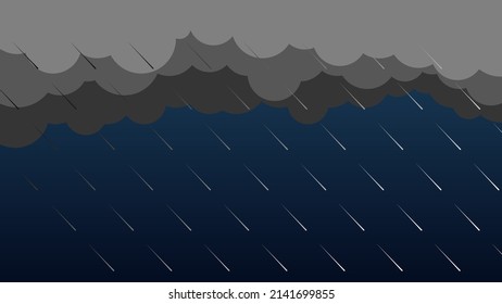 Vector illustration or rainy dark sky.