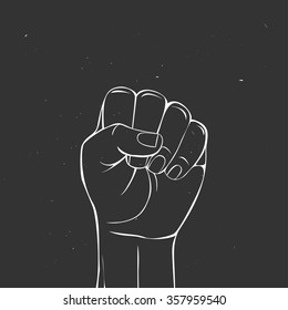 Vector illustration of a raised fist. Protest fist.