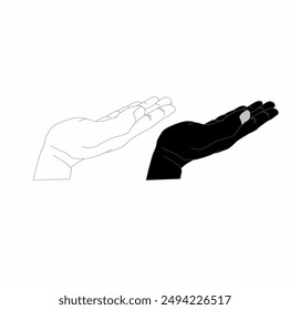 vector illustration of raised hand in right .palm icon on white background